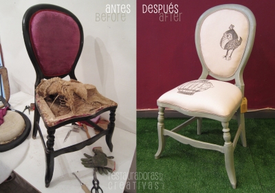 Restauración de silla isabelina en colaboración con Fernanda Staude